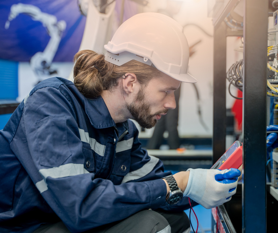 maintenance man applying best practices to transformers 